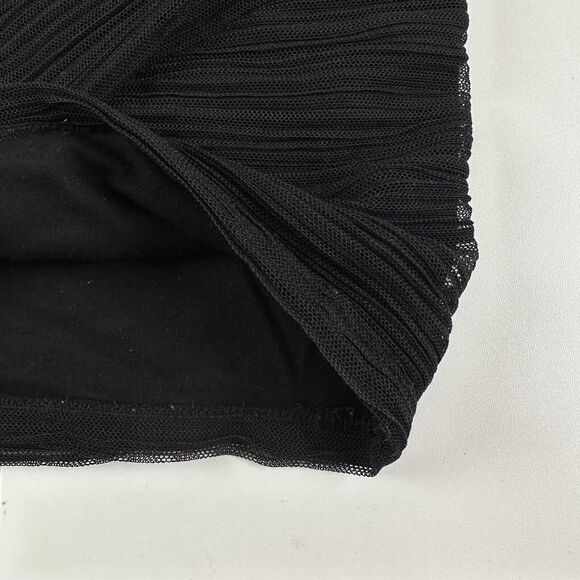 BCBGMaxAzria Mushroom Pleated Mesh Textured Black Pencil Mini Skirt Womens L - Picture 6 of 9